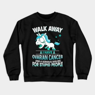 funny ovarian cancer grumpy unicorn warrior Crewneck Sweatshirt